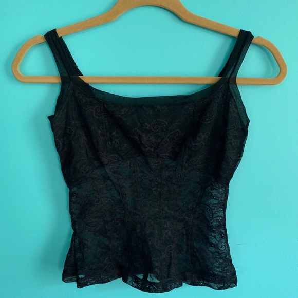 Tops - Black Lace Bra Corset Cropped Top Tops - Black Lace Bra Corset Cropped Top